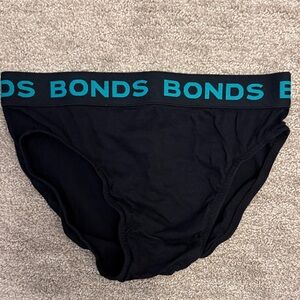 Bonds mens Black Briefs with Teal Waistband